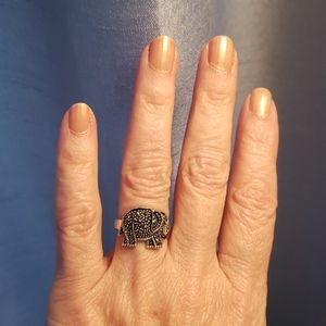 Sterling 925 silver and marcasite elephant ring